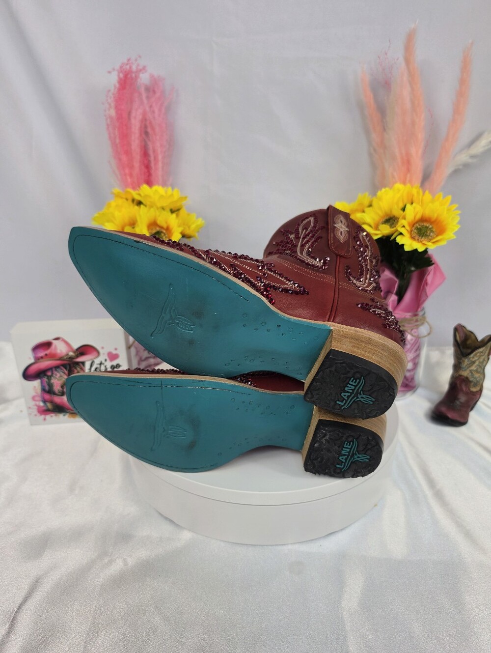 New LANE Lexington Cowgirl Boots W/ SWAROVSKI Crystals 8 - Picture 9 of 10